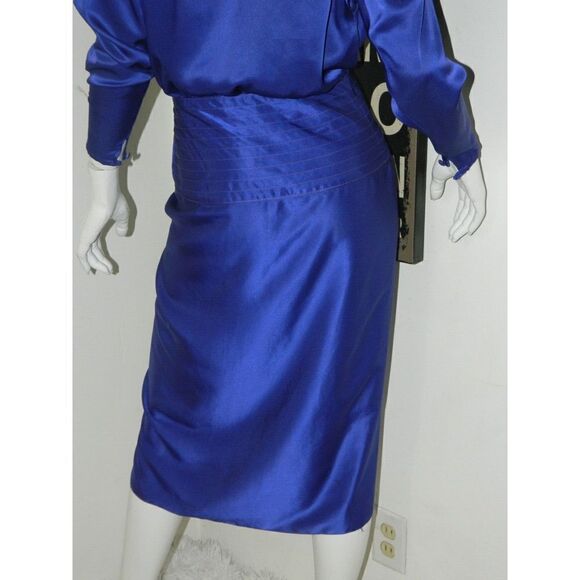 Vintage B.B. Collections Dress Purple Faux Wrap Party Cocktail Dress Size 6 - Picture 7 of 11